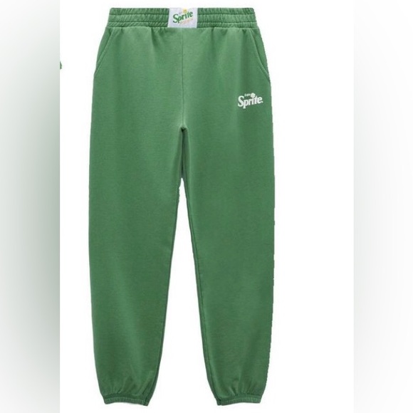 ZARA SPRITE HIGH WAISTED JOGGER PANTS ELASTIC WAISTBAND GREEN SIZE MEDIUM EUC - Picture 2 of 8